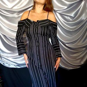 BARDOT SHOULDER DRESS BUTTON UP TUNIC SHIRT STYLE NOTCH COLLAR NWOT 8/M STRIPES